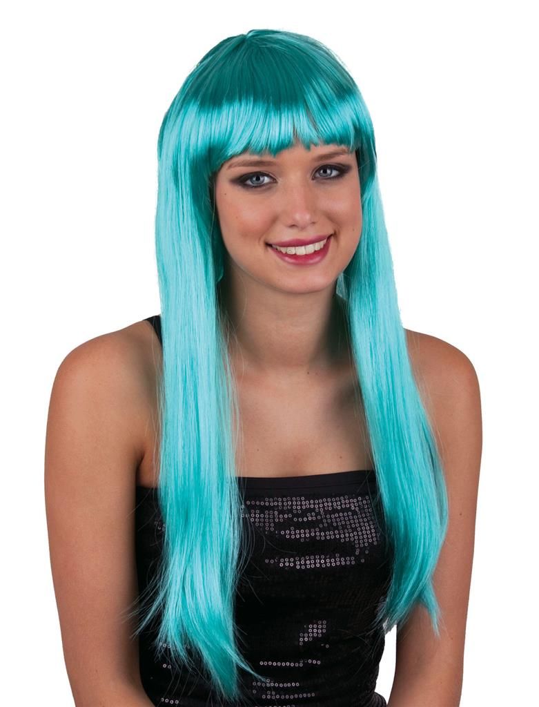 Perücke Pony Langhaar Blau Perücke Pony Langhaar Blau