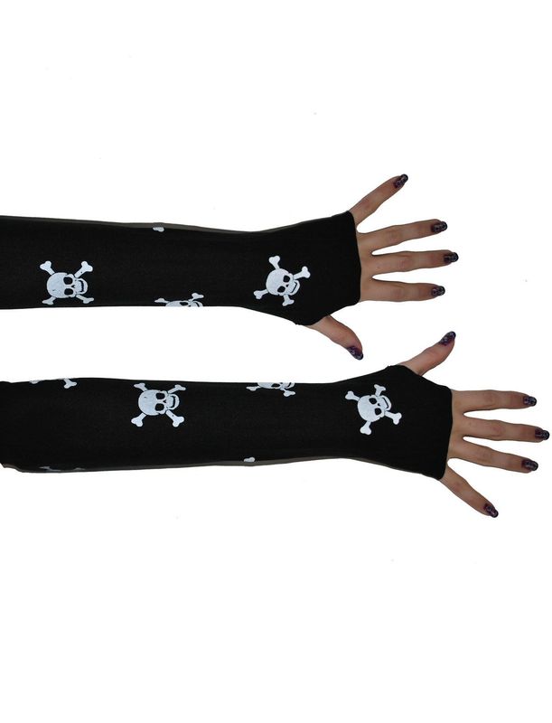 Handschuhe ohne Fingern 35 cm Totenkopf Handschuhe ohne Fingern 35 cm Totenkopf