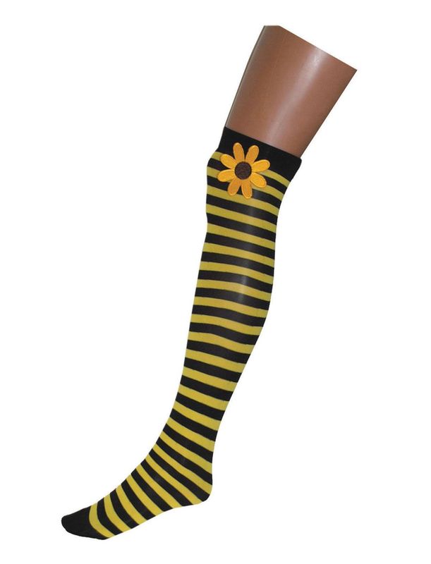 Overknee Schwarz/Gelb mit Blume