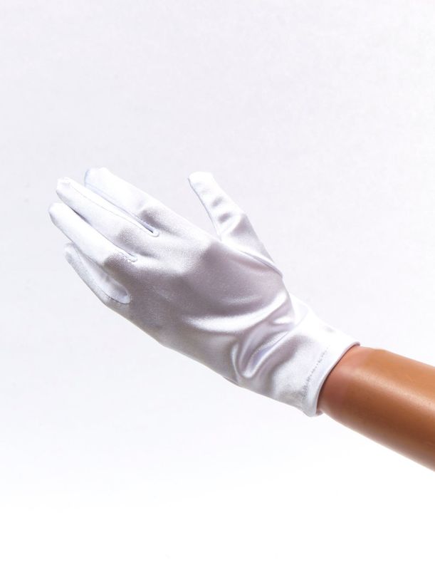 Handschuhe Satin 25 cm wei