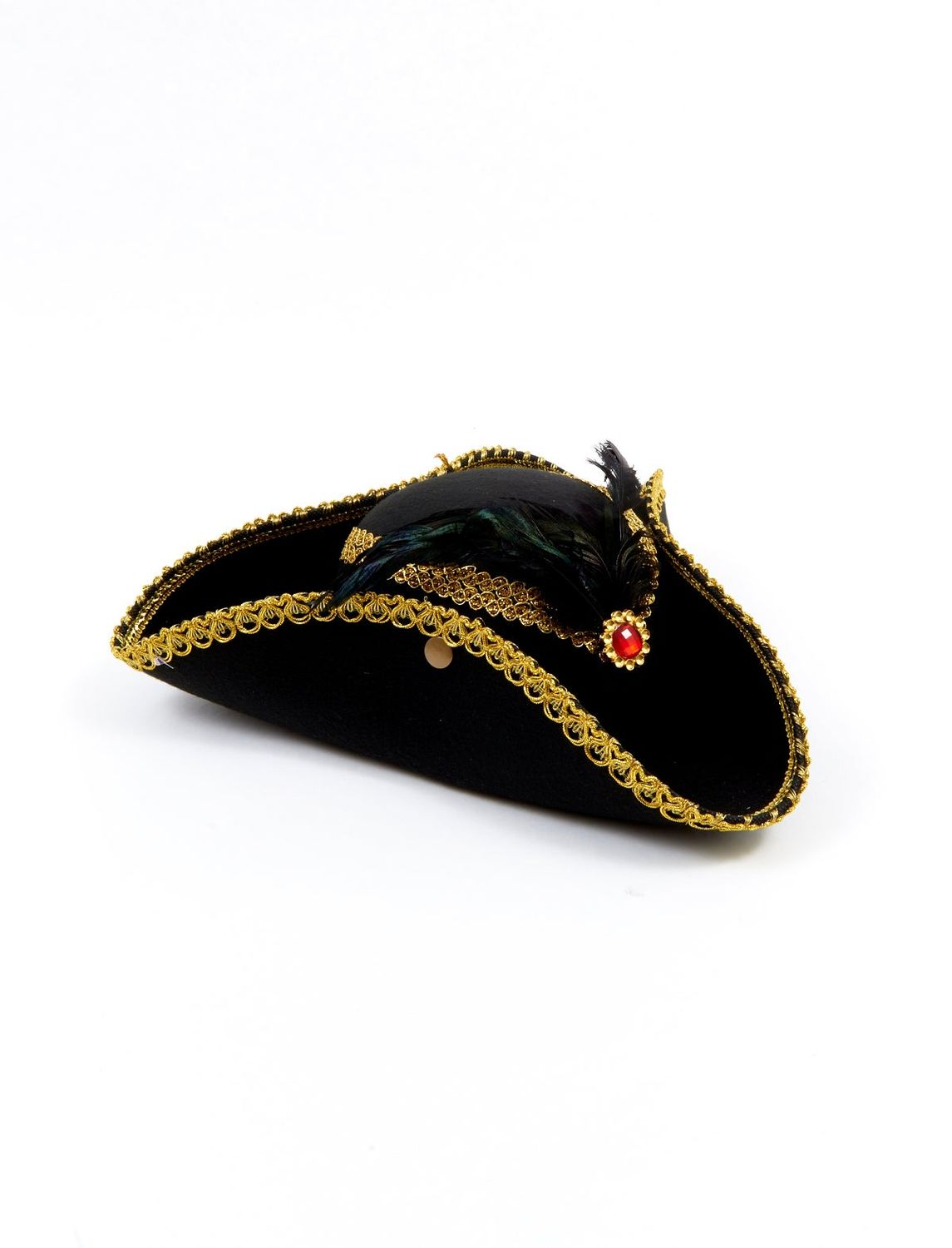 Damenhut Dreispitz mit Goldbrosche