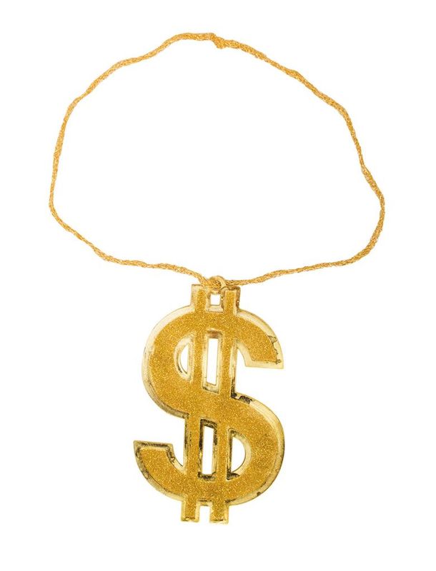 Halskette mit großem golden Dollarzeichen