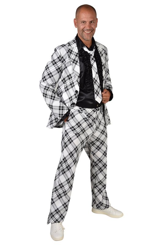 Anzug Kariert Schwarz/Weiß 3-tlg. Herren