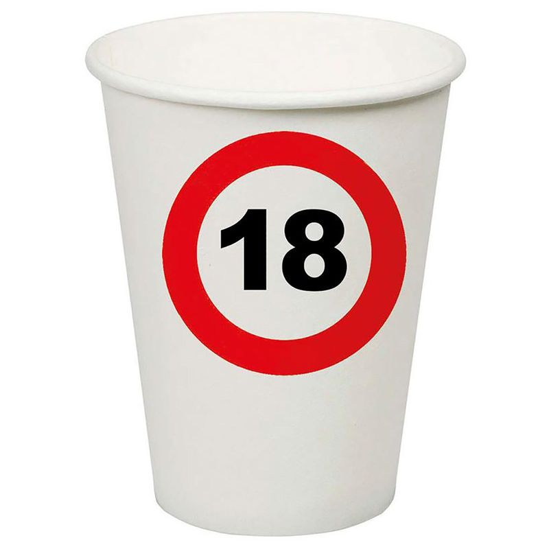 8 Pappbecher 18 Verkehrsschild