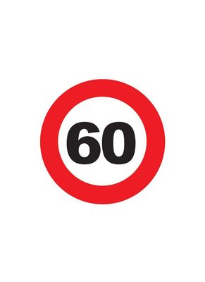 6 Untersetzer Zahl 60 Verkehrsschild 12cm 6 Untersetzer Zahl 60 Verkehrsschild 12cm