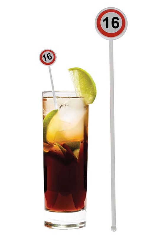 Cocktailrührstäbe 16. Geburtstag 12er-Pack