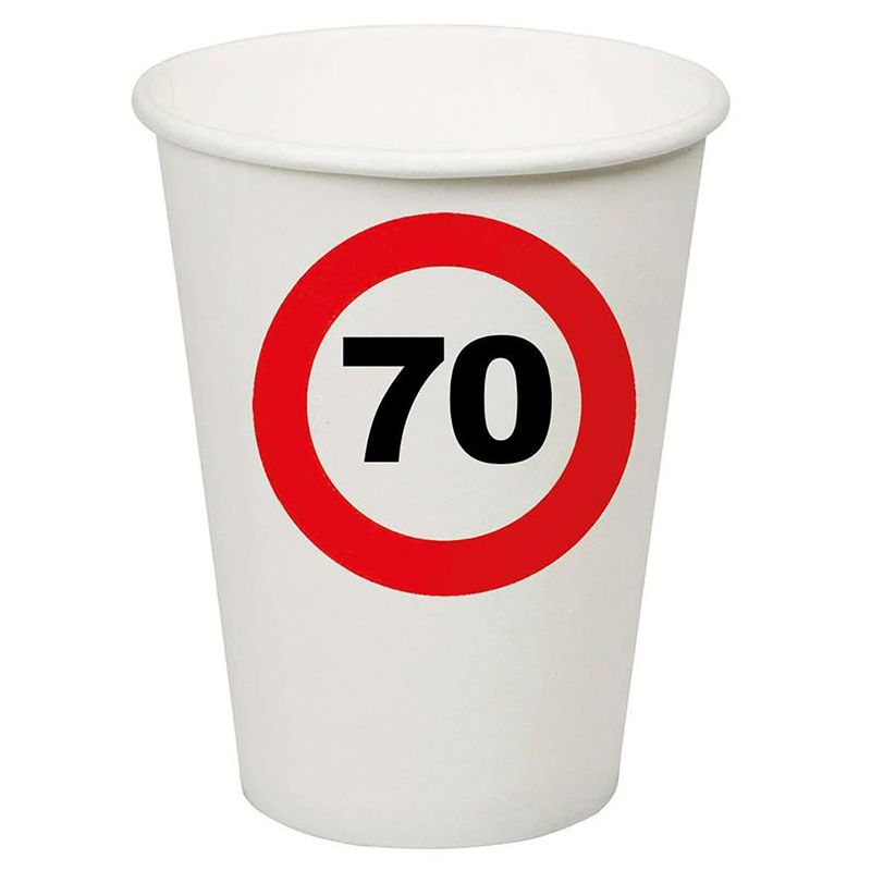 8 Pappbecher 70 Verkehrsschild