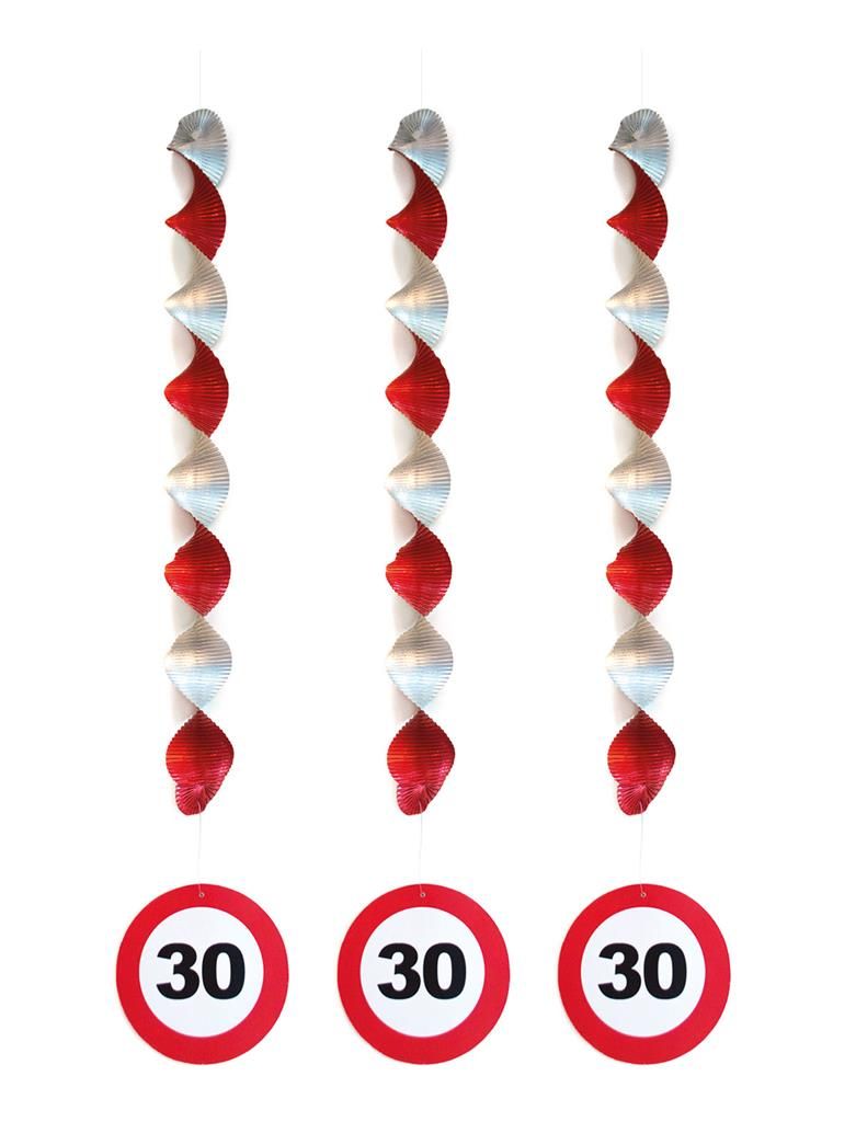3 Spiralhänger 81cm Verkehrsschild 30
