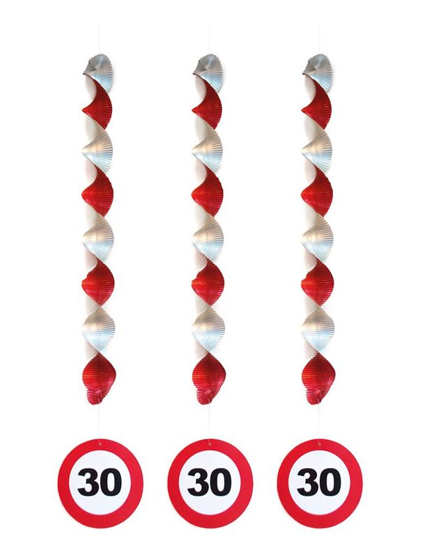 3 Spiralhänger 81cm Verkehrsschild 30 3 Spiralhänger 81cm Verkehrsschild 30