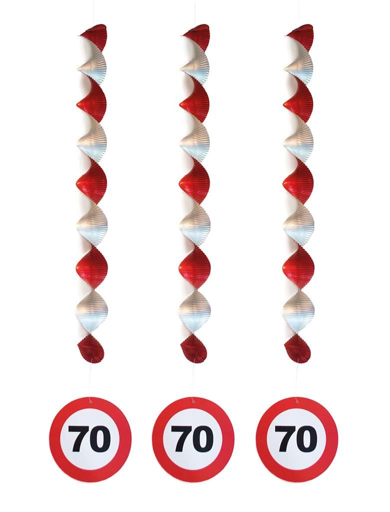 3 Spiralhänger 81cm Verkehrsschild 70