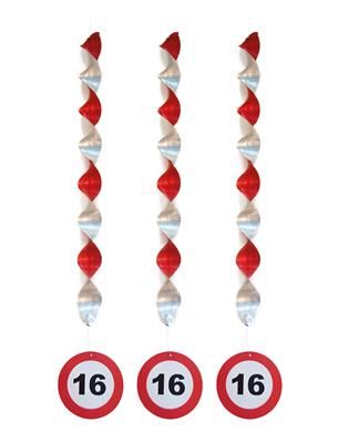 3 Spiralhänger 81cm Verkehrsschild 16