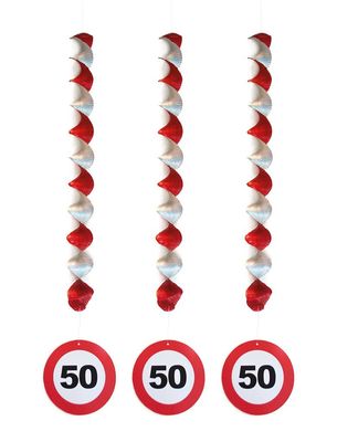 3 Spiralhänger 81cm Verkehrsschild 50