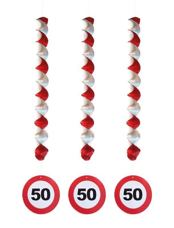 3 Spiralhänger 81cm Verkehrsschild 50 3 Spiralhänger 81cm Verkehrsschild 50