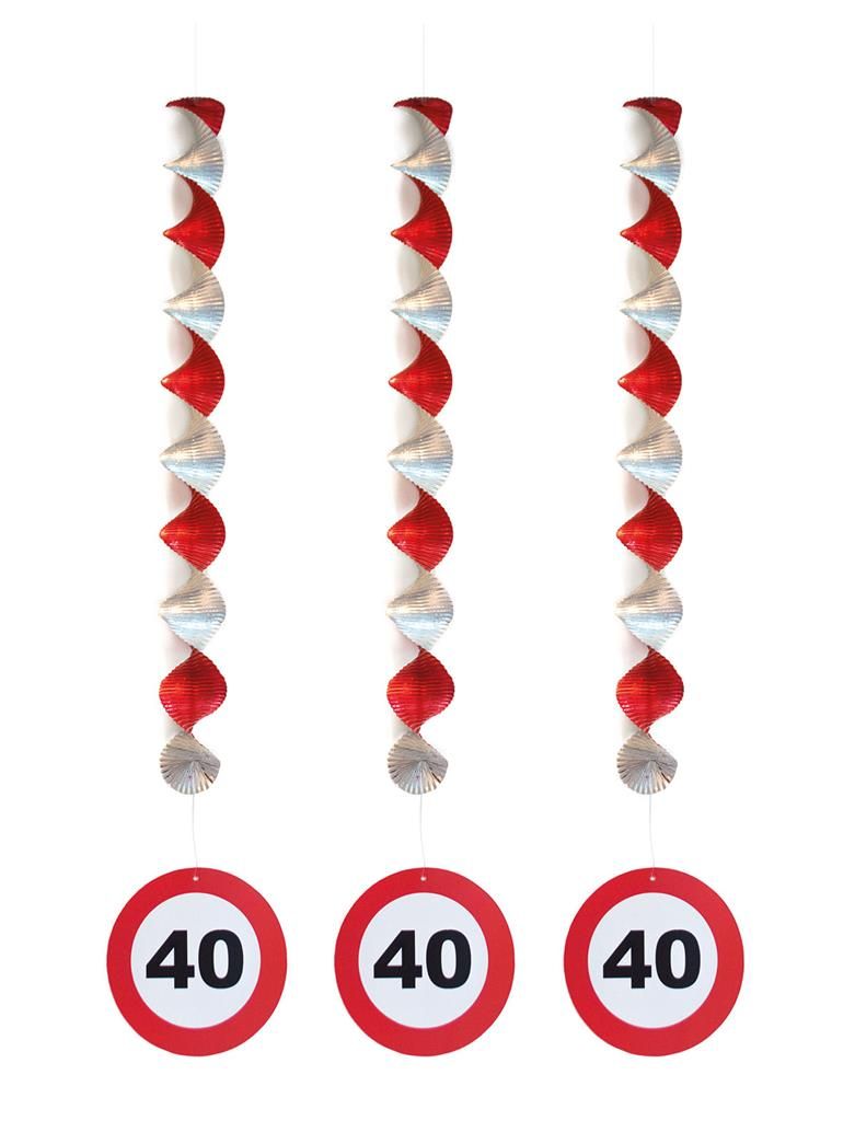 3 Spiralhänger 81cm Verkehrsschild 40
