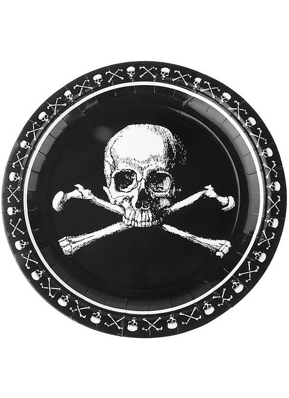 8 Totenkopf Pappteller 23cm