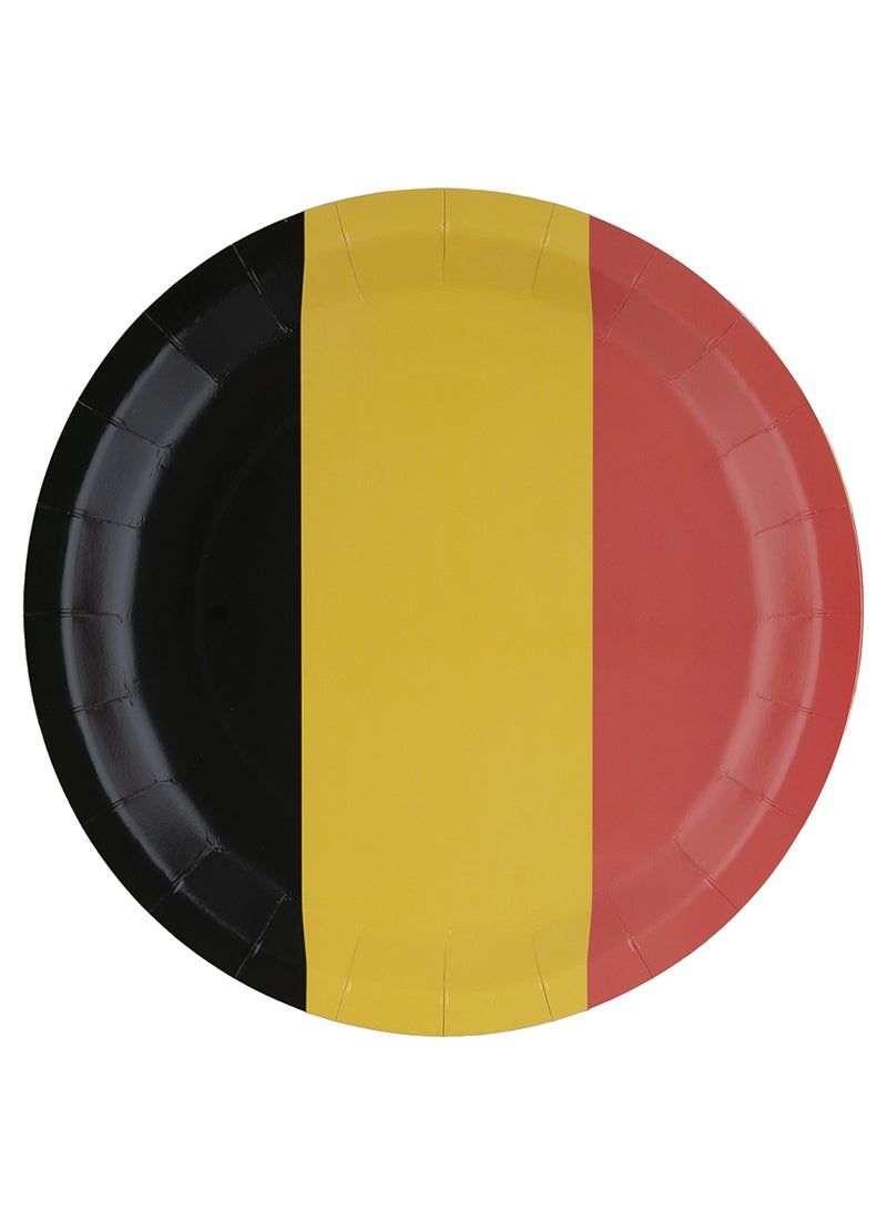 8 Pappteller Rot/Gelb/Schwarz 23cm