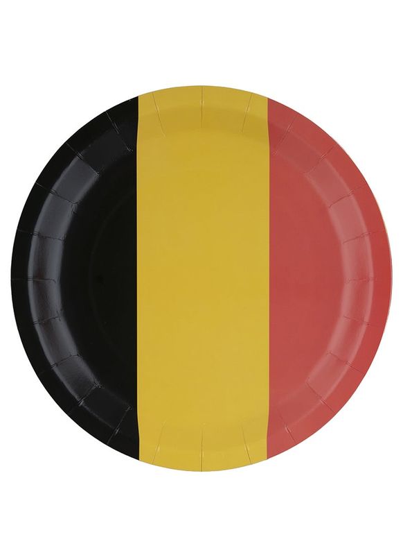 8 Pappteller Rot/Gelb/Schwarz 23cm