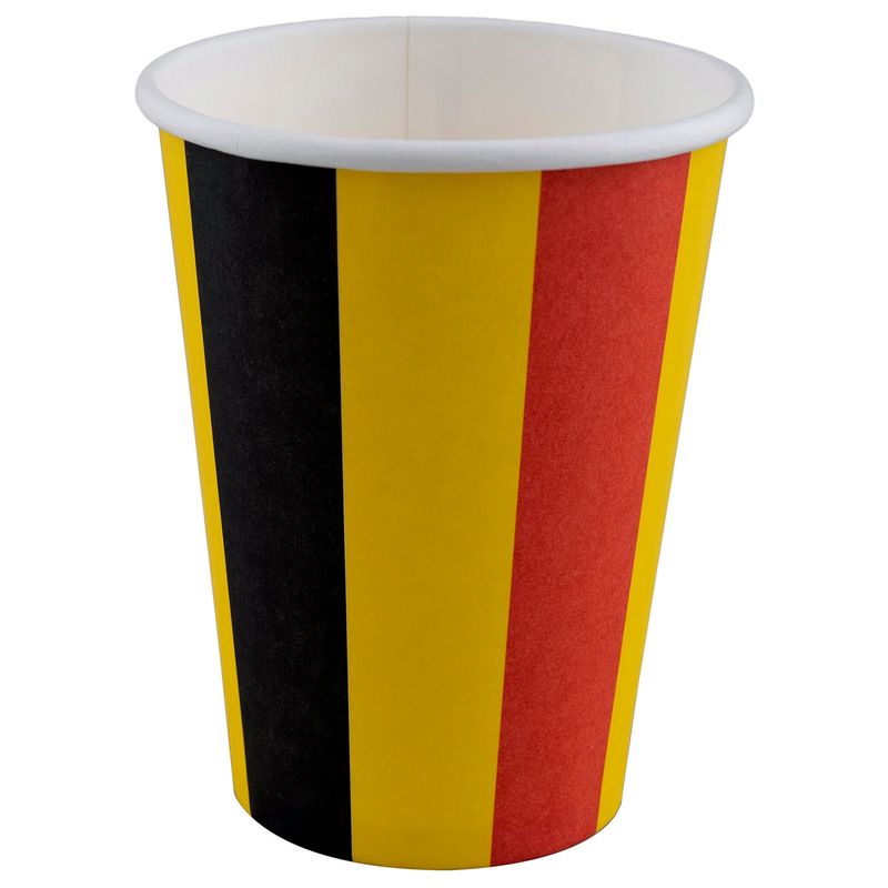 8 Pappbecher Rot/Gelb/Schwarz