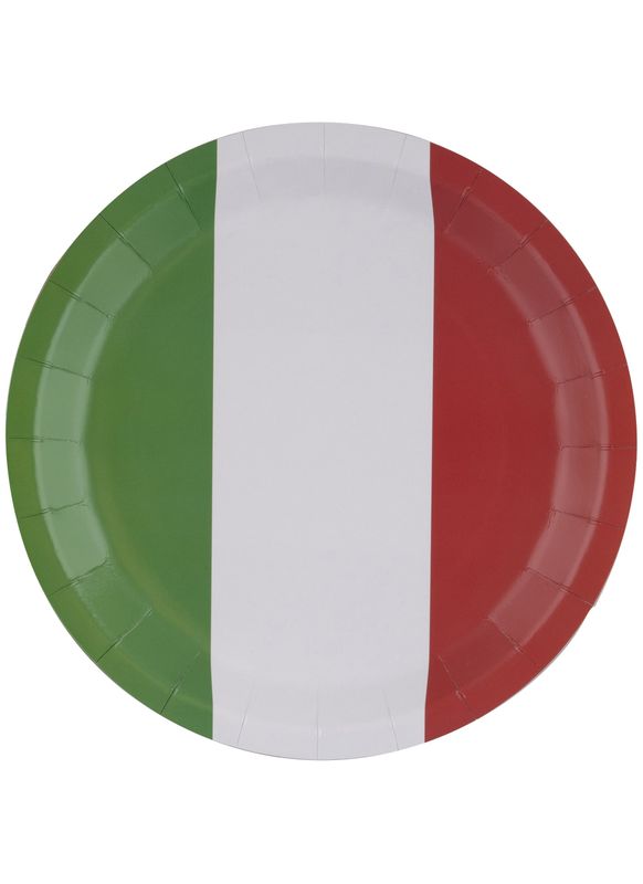 8 Pappteller Grün/Weiß/Rot 23cm