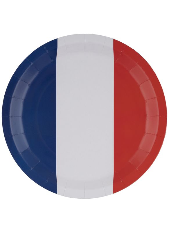 8 Pappteller Blau/Weiß/Rot