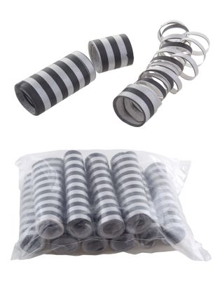 10 Luftschlangen Schwarz/Silber