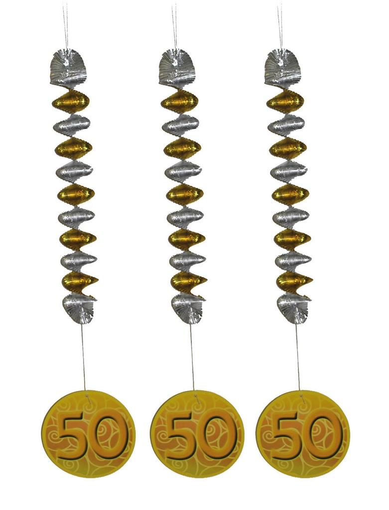 3 Spiralhänger 50 Jubiläum 81cm 3 Spiralhänger 50 Jubiläum 81cm