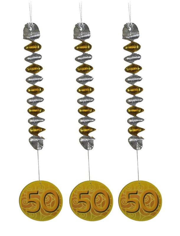 3 Spiralhänger 50 Jubiläum 81cm 3 Spiralhänger 50 Jubiläum 81cm