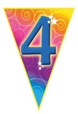 Wimpelkette Zahl 4 Bunt 5m