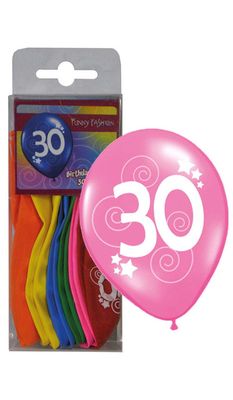 12 Luftballons Zahl 30 Farbmischung 30cm