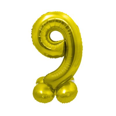 Folienballon Stehend Zahl 9 Gold 22"