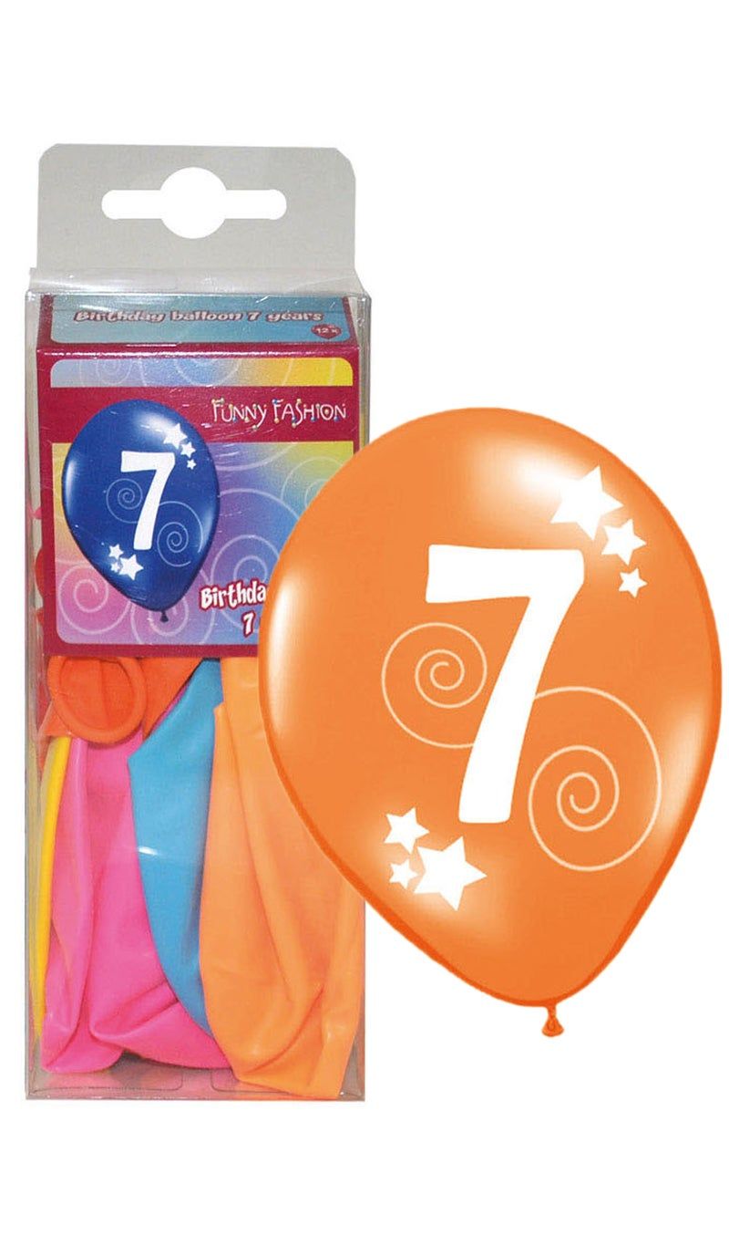 12 Luftballons Zahl 7 Farbmischung 30cm