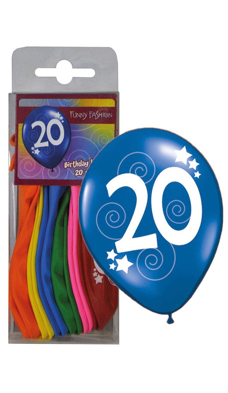 12 Ballonnen 30cm cijfer 20 Multi