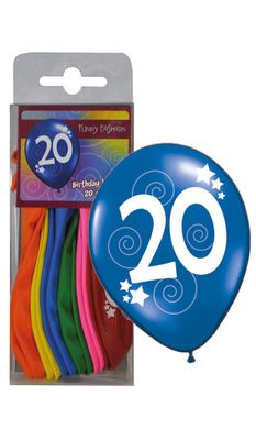 12 Ballonnen 30cm cijfer 20 Multi 12 Ballonnen 30cm cijfer 20 Multi