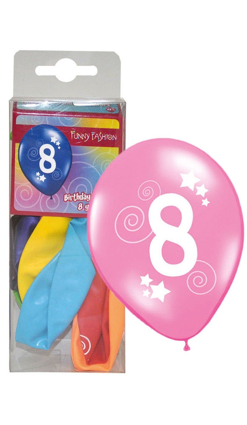 12 Luftballons Zahl 8 Farbmischung 30cm