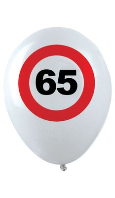 12 Latexballons Zahl 65 Verkehrsschild 30cm