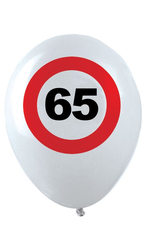 12 Latexballons Zahl 65 Verkehrsschild 30cm