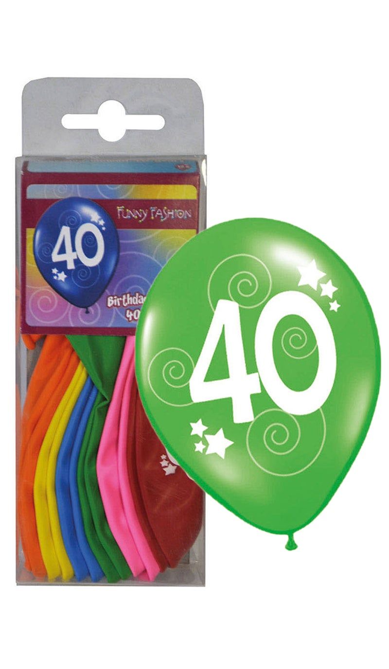 12 Ballonnen 30cm cijfer 40 Multi