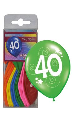 12 Ballonnen 30cm cijfer 40 Multi