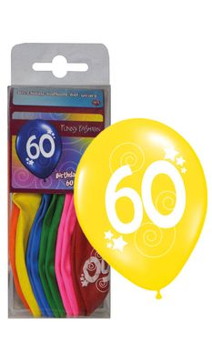 12 Ballonnen 30cm cijfer 60 Multi