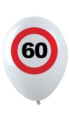 12 Latexballons Zahl 60 Verkehrsschild 30cm