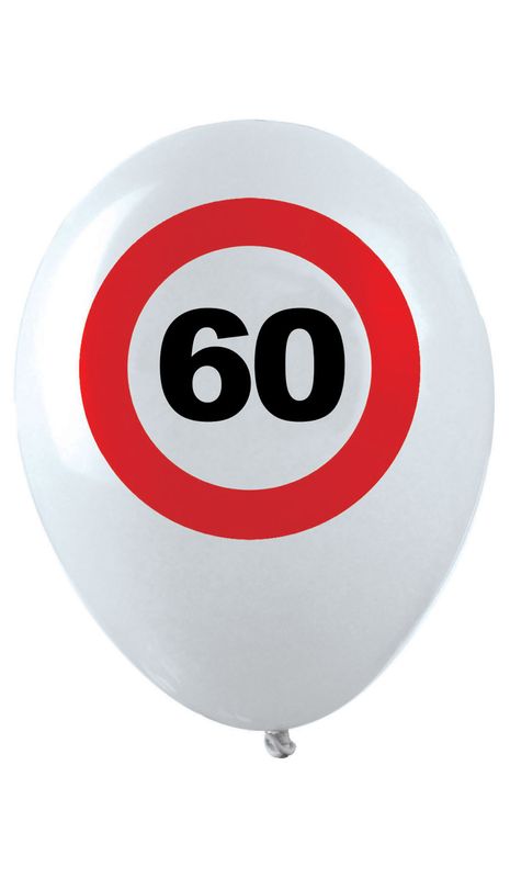 12 Latexballons Zahl 60 Verkehrsschild 30cm