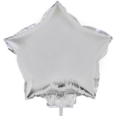 Folieballon 28cm met stokje ster Zilver