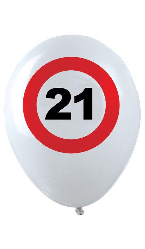 12 Latexballons Zahl 21 Verkehrsschild 30cm
