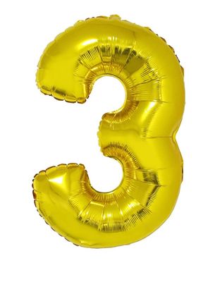 XXL Folienballon Zahl 3 Gold 102cm