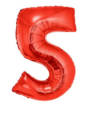 XXL Folienballon Zahl 5 Rot 102cm