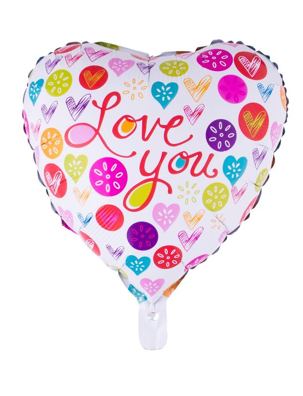 Folienballon Herz 45cm LOVE YOU