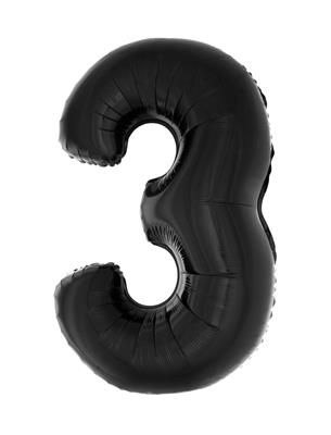 XXL Folienballon Zahl 3 Schwarz 102cm XXL Folienballon Zahl 3 Schwarz 102cm