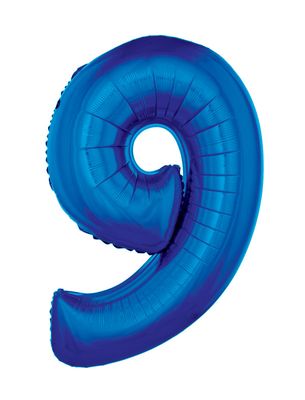XXL Folienballon Zahl 9 Blau 102cm