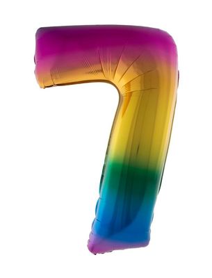 XXL Folienballon Zahl 7 Regenbogen 102cm XXL Folienballon Zahl 7 Regenbogen 102cm