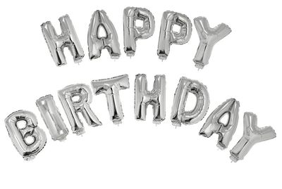 Folienballon Set Schriftzug Happy Birthday 16" silber